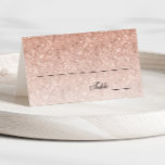 Rose Gold Glam Glitter Personalized Place Card<br><div class="desc">This trendy glitter place card has faux glitter on the front with an area for you to write in the names and table numbers (by hand). The back features the same glitter pattern with your event and date. Use the template form to add your own information. The "Customize Further" feature...</div>