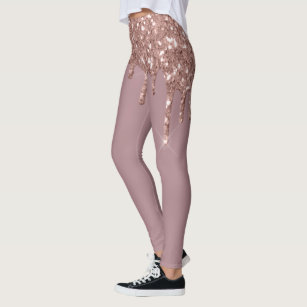 Rose Gold Glam Glitter Sparkle Drips Trendy Leggings