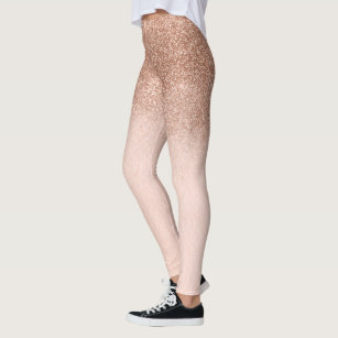 Rose Gold Glam Glitter Sparkle Ombre Trendy Leggings