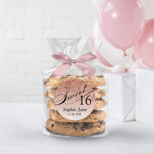 Rose Gold Glam Glitter Sweet 16 Personalized Classic Round Sticker
