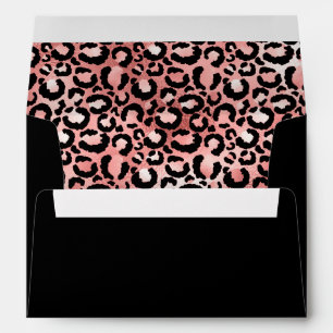 Rose Gold Glam Leopard Spots Pattern Black Ombre Envelope