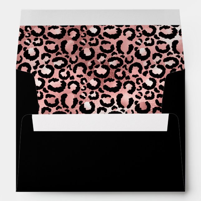 Rose Gold Glam Leopard Spots Pattern Black Ombre Envelope (Back (Bottom))