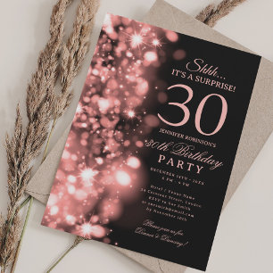 Rose Gold Glam Surprise 30th Birthday Party Invitation