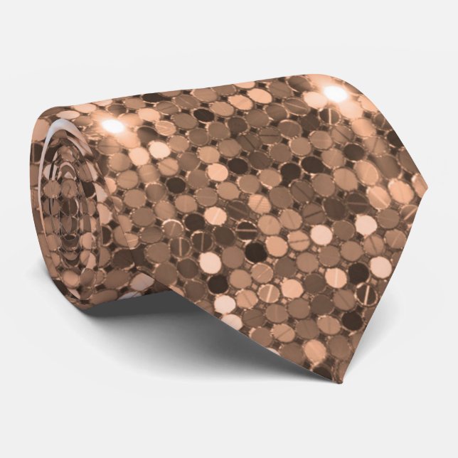 Rose Gold Glamourous Sequin Sparkle Neck Tie (Rolled)