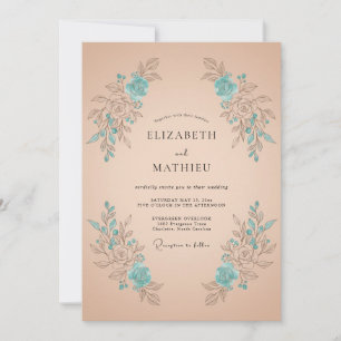 Rose Gold Glistening Autumn Wedding Invitation