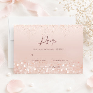 Rose Gold Glitter 18th Birthday Party RSVP Card