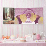 Rose Gold Glitter 21st Birthday & Balloons  Banner<br><div class="desc">Festive Banner with Rose Gold Glitter,  Party Balloons and Photo.</div>