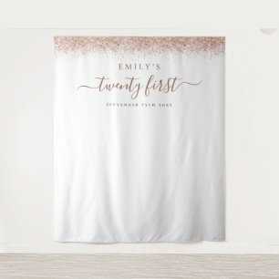 Rose Gold Glitter 21st birthday Photo Background T Tapestry