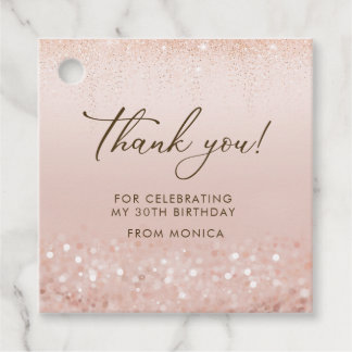 Rose Gold Glitter 30th Birthday Favour Tag