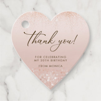 Rose Gold Glitter 30th Birthday Heart Favour Tag