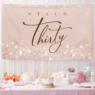 Rose Gold Glitter 30th Birthday Party Banner