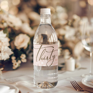 Rose Gold Glitter 30th Birthday Party Water Bottle Label