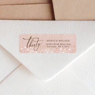 Rose Gold Glitter 30th Birthday Return Address
