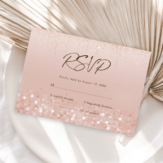Rose Gold Glitter 30th Birthday RSVP Card