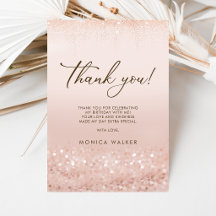 Rose Gold Glitter 30th Birthday Thank You Card