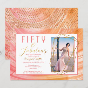 Rose Gold Glitter 50 and Fabulous Birthday Invitation
