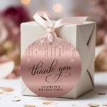 Rose Gold Glitter 50th Birthday Party Thank You Favour Tags<br><div class="desc">Elegant gift tags for your 50th birthday party featuring "thank you" and "50 & Fabulous" in a stylish calligraphy script and rose gold faux glitter.</div>