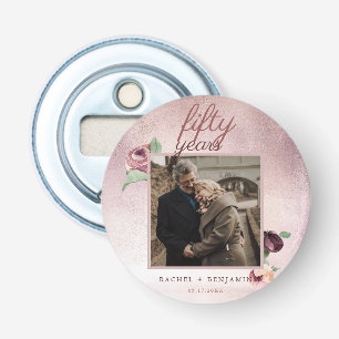 Rose Gold Glitter 50th Wedding Anniversary  Bottle Opener