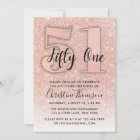 Rose Gold Glitter 51st Birthday Invitation