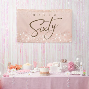 Rose Gold Glitter 60th Birthday Party Banner