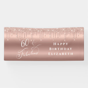 Rose Gold Glitter 60th Birthday Party Banner