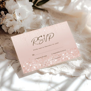 Rose Gold Glitter 70th Birthday RSVP Card