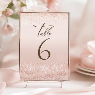 Rose Gold Glitter 90th Birthday Table Numbers