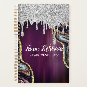 Rose gold glitter agate marble monogram 2023  planner