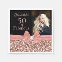Rose Gold Glitter and Black 50th Birthday photo