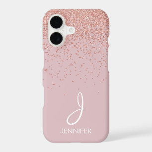 Rose Gold Glitter and Blush Pink Monogrammed