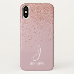 Rose Gold Glitter and Blush Pink Monogrammed Case-Mate iPhone Case