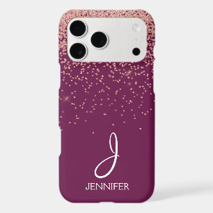 Rose Gold Glitter and Burgundy Monogrammed