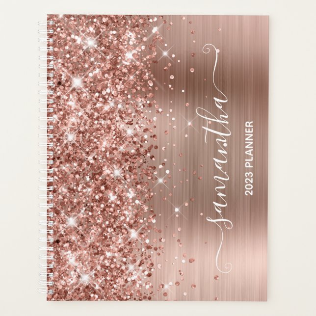 Rose Gold Glitter and Foil Girly Signature Planner (Front)