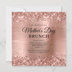 Rose Gold Glitter and Foil Mother's Day Brunch Invitation