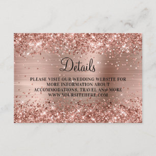 Rose Gold Glitter and Foil Wedding Details Enclosure Card