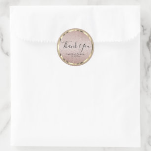 Rose Gold Glitter and Gold  Classic Round Sticker