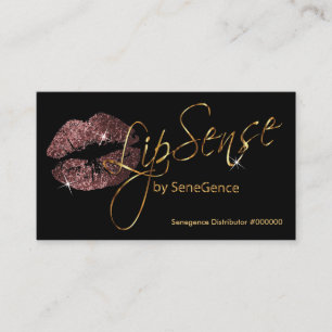 Rose Gold Glitter and Gold Lips Business Card