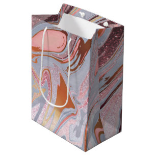 Rose gold glitter and marble medium gift bag