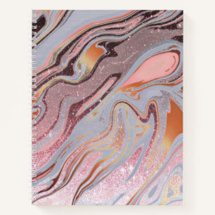 Rose gold glitter and marble notebook