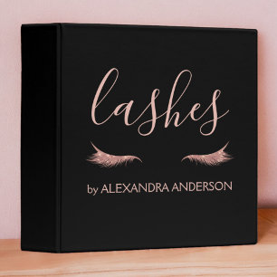Rose Gold Glitter and Sparkle Eyelash Extension Binder