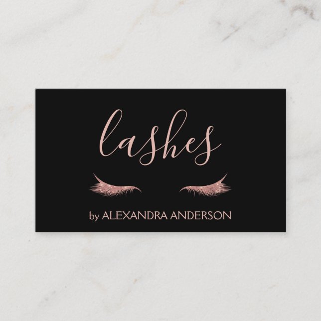 Rose Gold Glitter and Sparkle Eyelash Extension Business Card (Front)