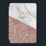 Rose Gold Glitter and Sparkle Marble Monogram  iPad Mini Cover<br><div class="desc">Rose Gold Glitter and Sparkle  Marble Monogram design ready to personalize with a template for you name and initial. If you would like to change the colour or style of the font click the customize further tab at the end of the template.</div>