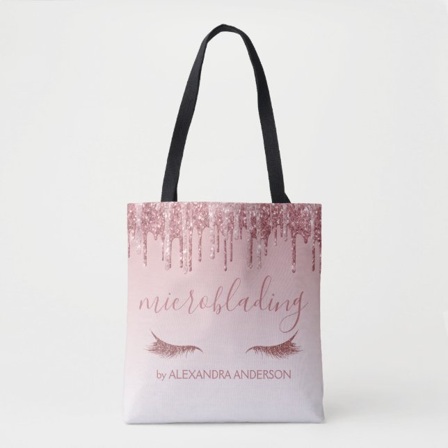 Rose Gold Glitter and Sparkle Microblading Tote Bag (Front)