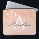 Rose Gold Glitter and Sparkle Monogram Laptop Sleeve<br><div class="desc">Glam Rose Gold Ombre Faux Glitter and Sparkle Modern and Elegant Monogram Case. This case can be customized to include your initial and first name.</div>