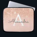 Rose Gold Glitter and Sparkle Monogram Laptop Sleeve<br><div class="desc">Glam Rose Gold Ombre Faux Glitter and Sparkle Modern and Elegant Monogram Case. This case can be customized to include your initial and first name.</div>