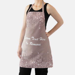 Rose Gold Glitter Apron Custom Text Personalized