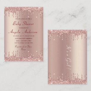 Rose Gold Glitter Baby Girl Shower Invitation
