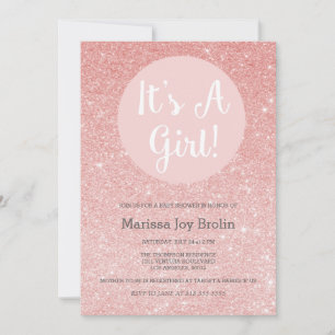 Rose Gold Glitter Baby Shower Invitation