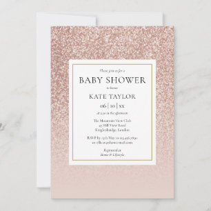 Rose Gold Glitter Baby Shower / Sprinkle Invitation
