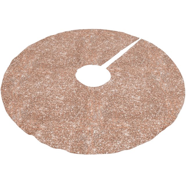 Rose gold glitter background christmas tree skirt (Angled)